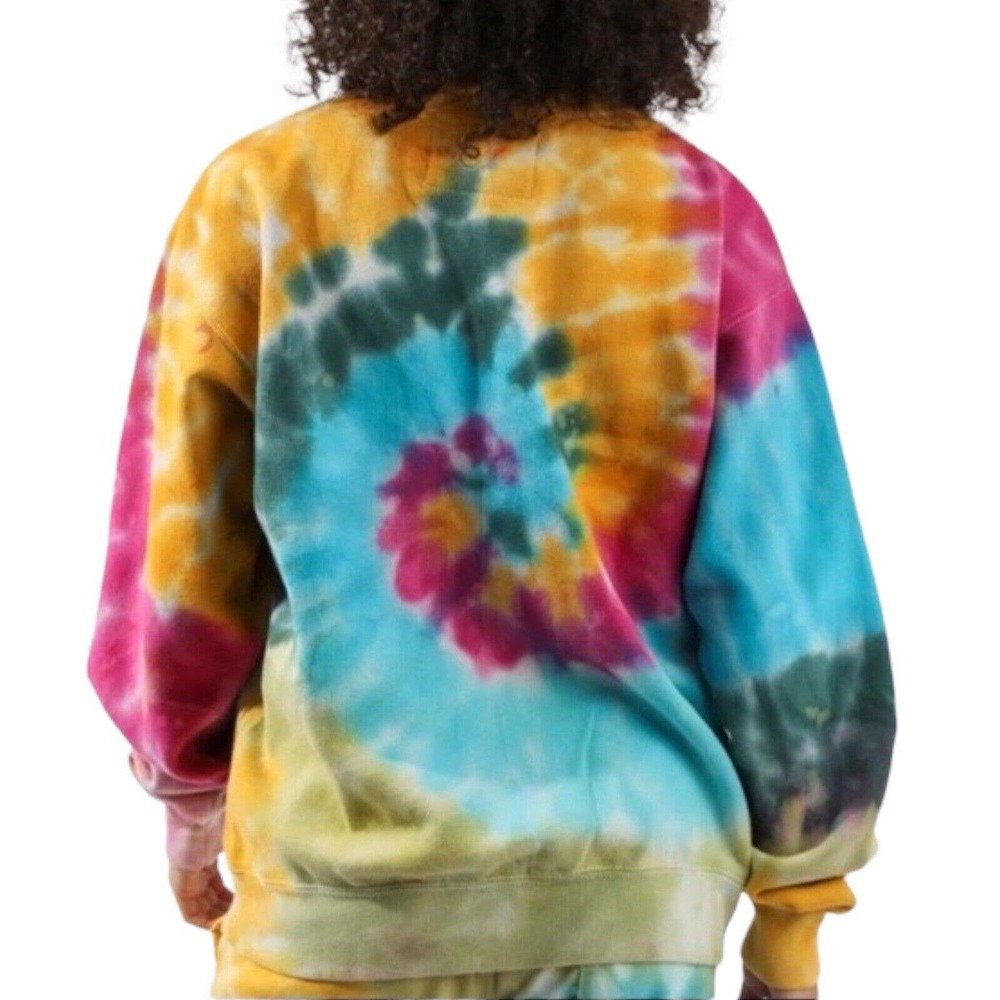 La Detresse NWT Tie Dye Tropical Amnesia Pullover Sweatshirt Hand Print Sz XS - Picture 2 of 7